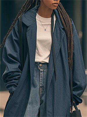 Women's Maxi Length Long Denim Trench Coat