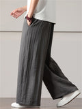 Men's Solid Color Cotton Linen Loose Wide Leg Pants