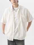 Men's Japanese Style Jacquard Lapel Short Sleeve Shirts