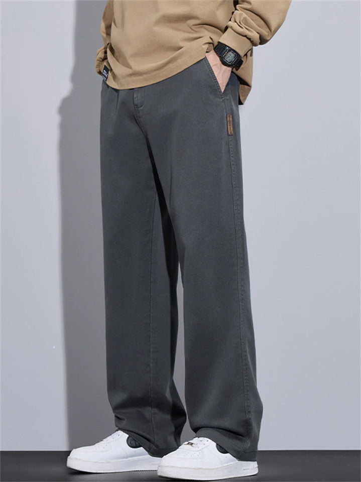Daily Wear Casual Elastic Waist Loose Fit Straight Leg Pants for Men