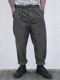 Men's Japanese Style Belted Relaxed Fit Straight Leg Pants