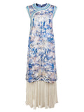 Women's Chinese Style Elegant Flowers Embroidered Patchwork Qipao Dress