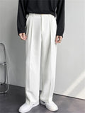 Men Old Money Style Wide Leg Pleated Drape Straight Pants