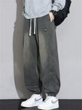 Mens Baggy Joggers Vintage Washed Streetwear Denim Pants