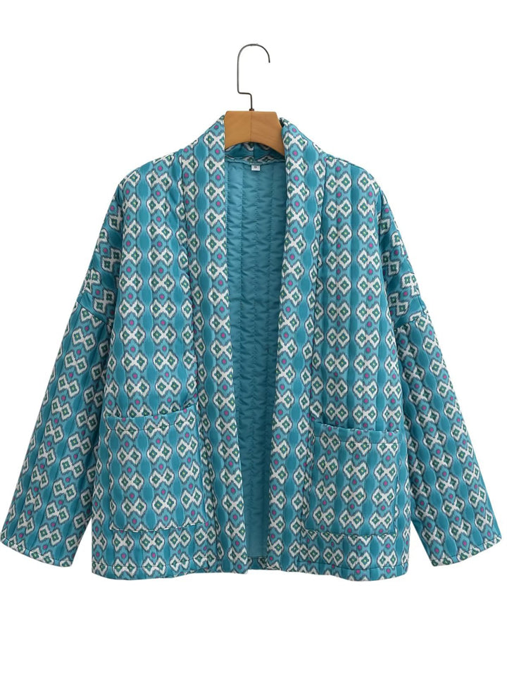 Women's Winter Retro Ethnic Style Geometric Print Cardigan Coat