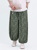 Mens Summer Ice Silk Paisley Print Loose Fit Harem Pants