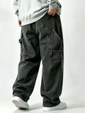 Men Baggy Carpenter Wide Leg Washed Denim Work Jeans