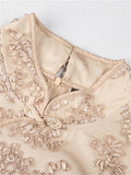 Women's 3D Embroidery Elegant Lace Patchwork Qipao Dress