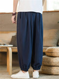 Men's Casual Breathable Linen Blend Loose Cuffed Cropped Pants