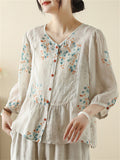 Women's Summer Print Round Neck 3/4 Sleeve Shirts