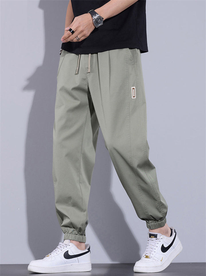 Men Cotton Blend Streetwear Loose Fit Elastic Baggy Jogger Pants