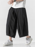 Mens Cotton Blend Cropped Streetwear Wide Leg Baggy Harem Pants