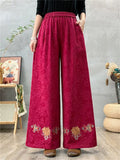 Women's Elegant Ethnic Style Heavy Industry Embroidery Wide Leg Pants