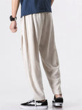 Men's Zen Style Linen Cotton Pants with Front Tie Belt
