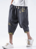 Men's Casual Cloud Print Drawstring Capri Pants