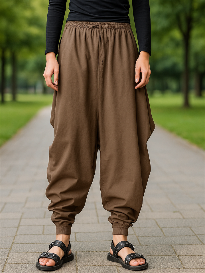 Men's Retro Solid Color Loose Hip-hop Drop Crotch Pants
