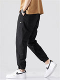 Men Cotton Blend Joggers Drawstring Elastic Waist Tapered Cargo Pants