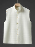 Men's Autumn Solid Color Geometric Jacquard Sleeveless Cardigan Jackets