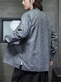 Chinese Style Geometric Print Stand Collar Long Sleeve Jackets for Men