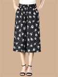Women's Floral Print Wide Leg Palazzo Pants Elastic Waist Summer Trousers
