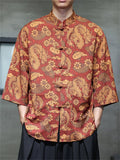 Men's Summer Casual Chinese Style Printed Half Sleeve TangSuit Shirt