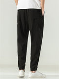 Men's Retro Texture Print Drawstring Jogger Pants