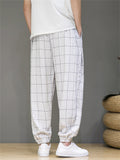 Men's Casual Drawstring Plaid Harem Jogger Pants