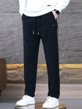 Men's Elastic Waist Slim Fit Fleece Lined Casual Pants for Winter