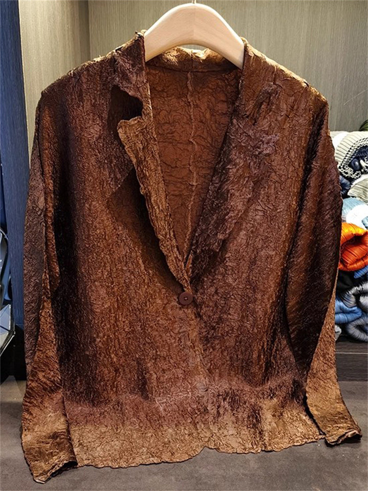 Women's Chic Textured Printed Single Breasted Suit Collar Jackets