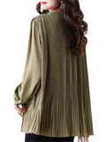 Women's Casual Solid Color Pleated Long Sleeve Shirts