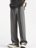 ‌Simple Comfy Spring Drawstring Loose Wide Leg Casual Pants for Men‌