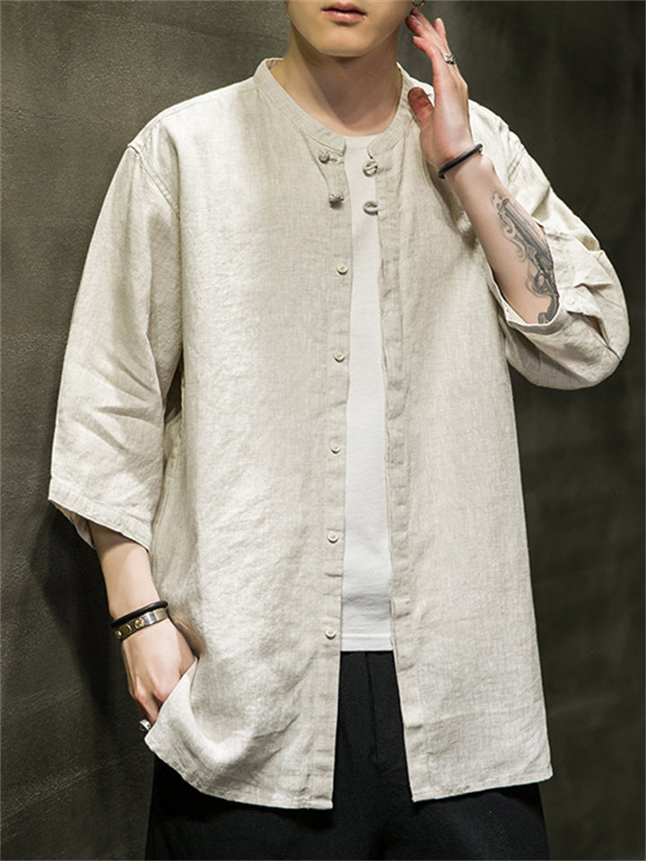 Men's Chinese Zen Style Solid Color Cotton Linen Shirts