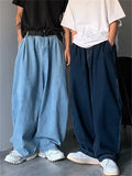 Retro Japanese Style Oversized Straight Wide-Leg Jeans For Men