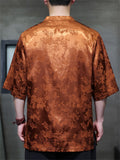 Men's Retro Chinese Style Jacquard Tang Suit Short Sleeve Shirts