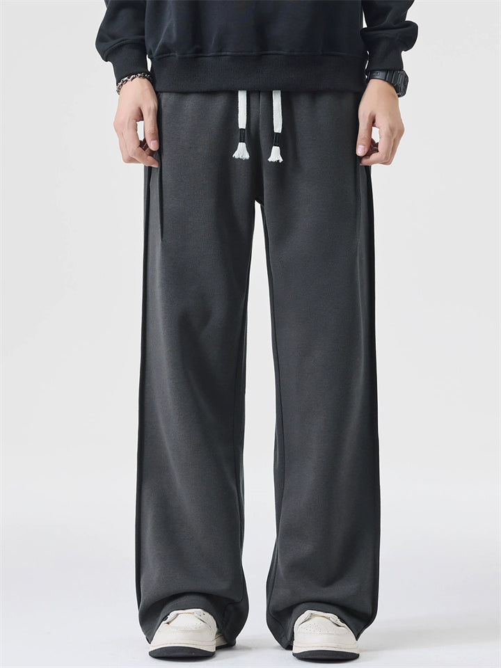 Men Plus Size Wide Leg Drawstring Elastic Waist Baggy Pants