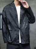 Men's Chinese Style Dragon Jacquard Lace-up Cardigan Outwear