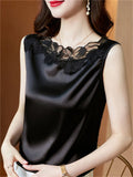 Women's Solid Color Satin Sleeveless Undershirt
