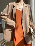 Women's Drape Satin Solid Color Long Sleeve Suit Jacket