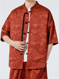 Retro Chinese Style Loose Stand Collar Satin Shirts for Men