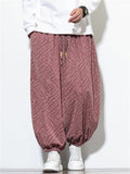 Male's Retro Geometric Texture Printed Wide Leg Bloomers Pants