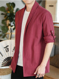 Casual Men's Cotton Solid Color Long Sleeve Suit Jacket
