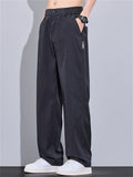 ‌Casual Mid Waist Loose Fit Drape Straight Leg Pants for Men‌