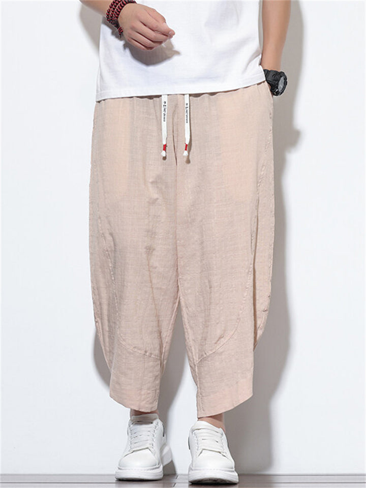 Men's Summer Comfy Casual Plaid Harem Capri Pants