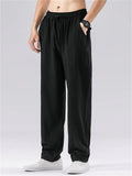 Mens Summer Linen Blend  Drawstring Breathable Beach Harem Joggers Pants