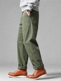 Men Vintage Cotton Military Fatigue Straight Leg Pants