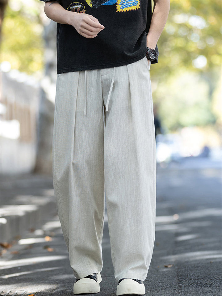Men's Comfy Breathable Summer Linen Blend Loose Fit Straight Pants
