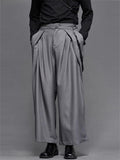 Retro Japanese Style Wide Leg Pleated Pants for Men