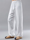 Chinese Style Ramie Loose Elastic Waist Kung Fu Pant for Men