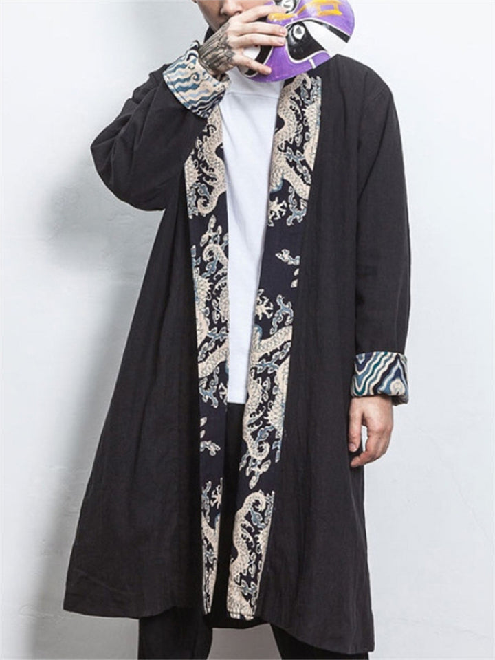 Men's Casual Chinese Ethnic Style Print Cardigan Jacket