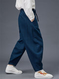 Casual Ramie Loose Elastic Waist Radish Pants for Men